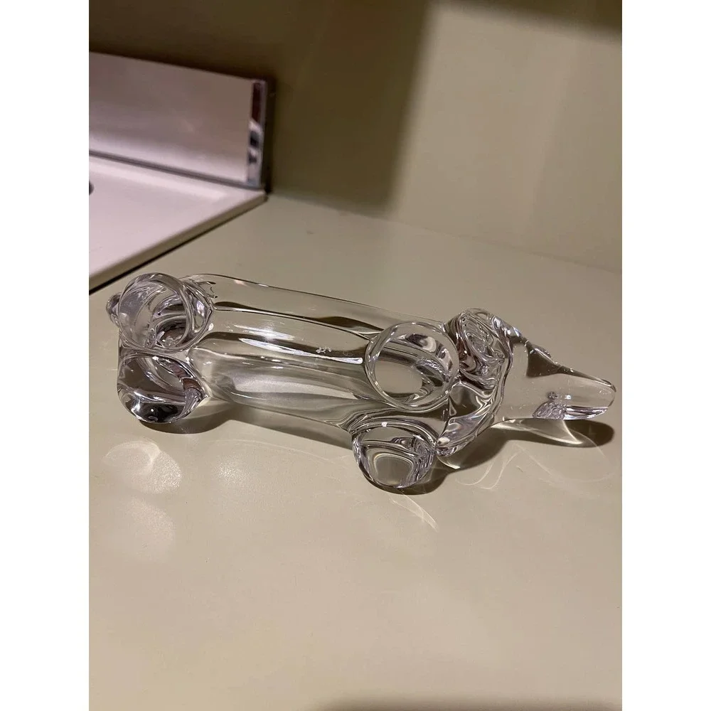 Vintage Art Lead Crystal‎ Dachshund Dog Candy Dish